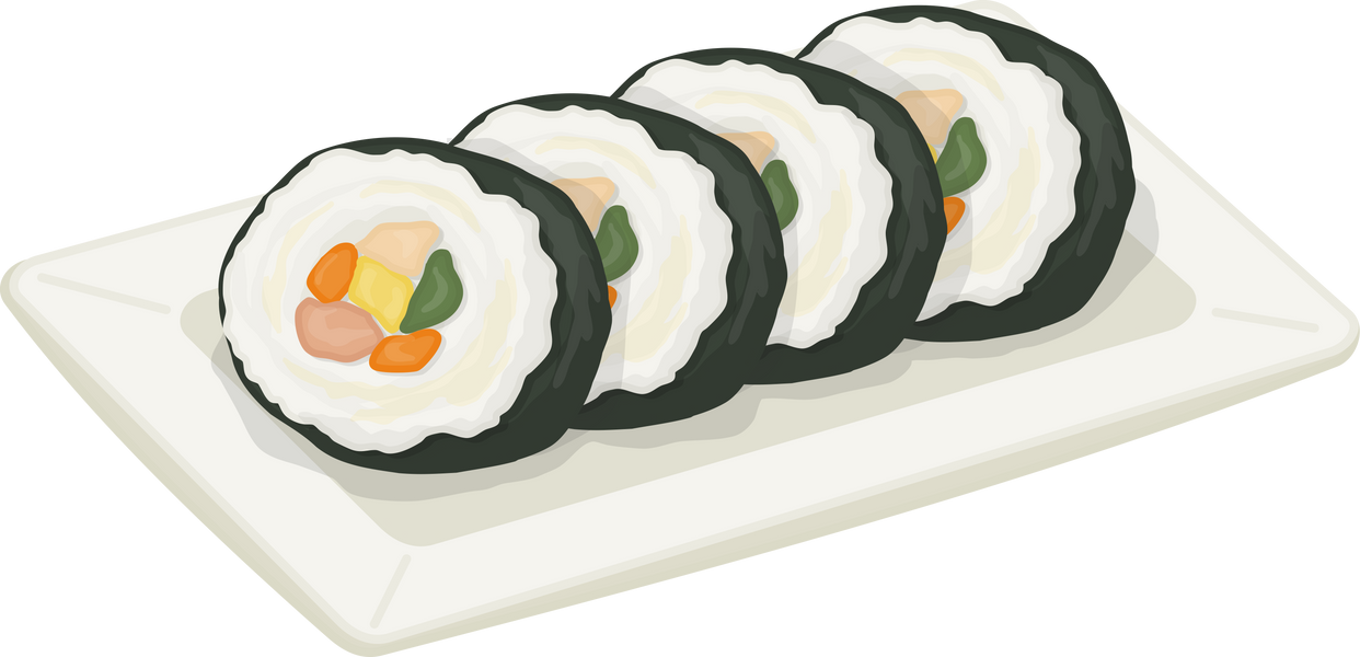 Illustration of Gimbap, Korean Seaweed Rice Roll