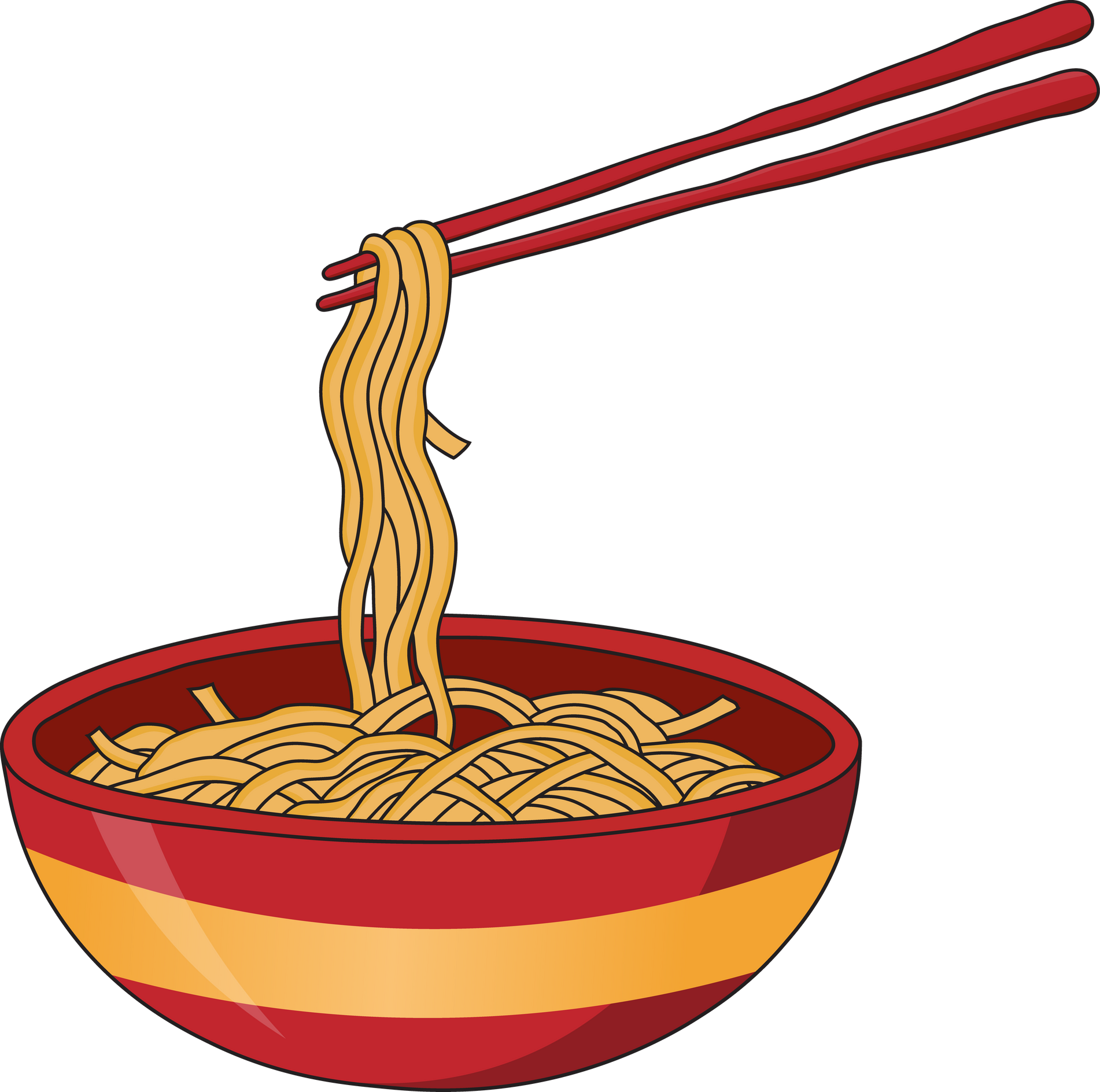 Noodles with Chopsticks Illustration 